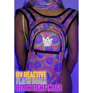 Tie Dye Hydration Bladder Backpack 2L Water Bag Blacklight Reactive NWT